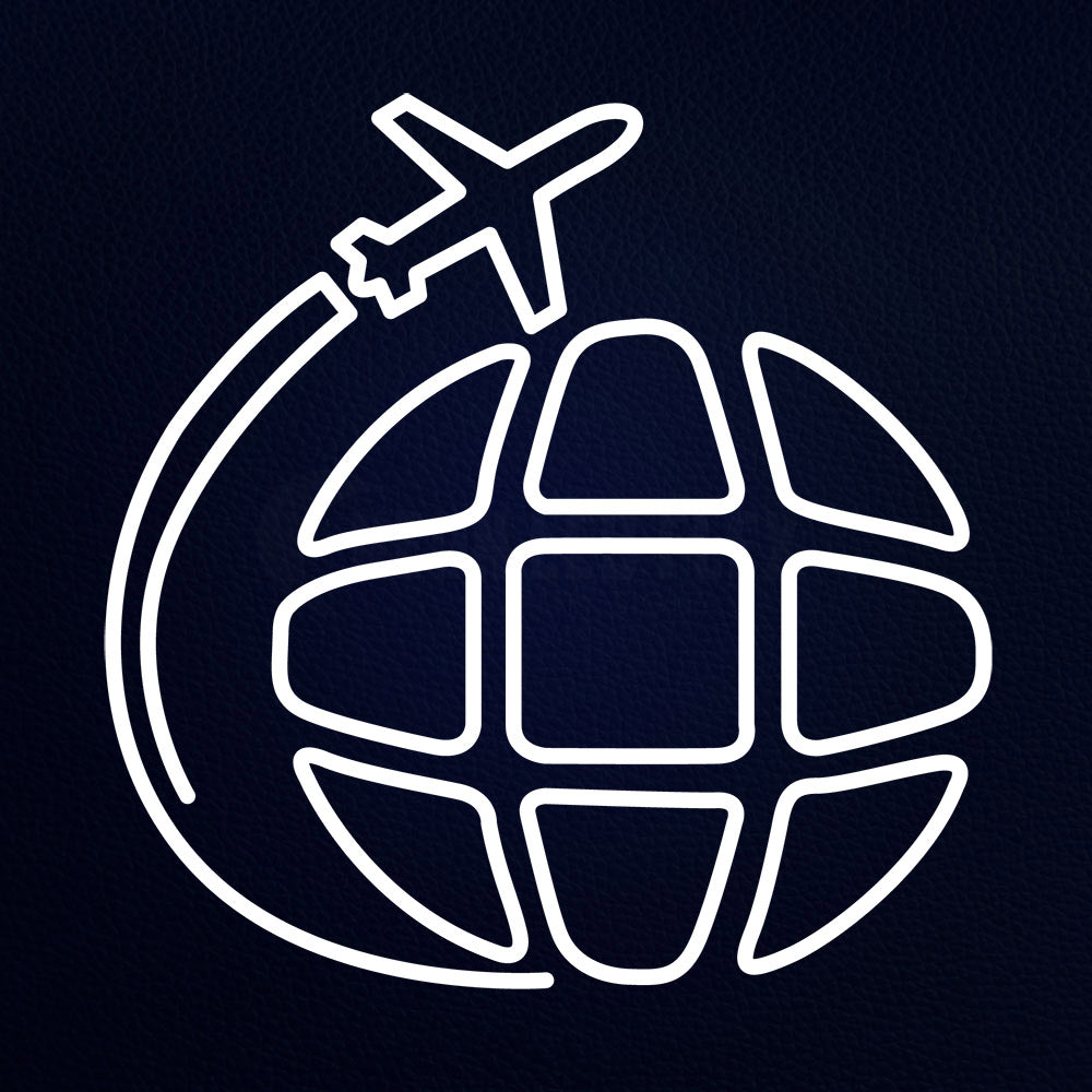 Airplane Travel Around The World 24" x 24" LED Neon Sign