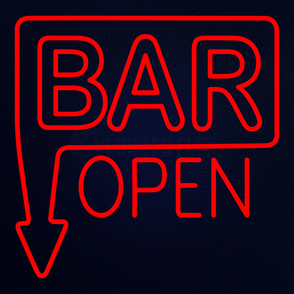 Bar Open With Arrow 24" x 24" LED Neon Sign