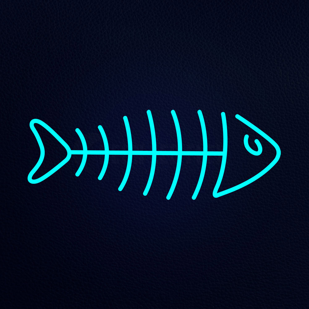 Fishbone Fish Skeleton 24" x 10" LED Neon Sign