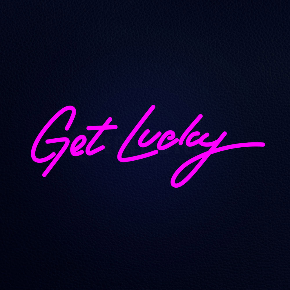 Get Lucky Here 24" x 10" LED Neon Sign