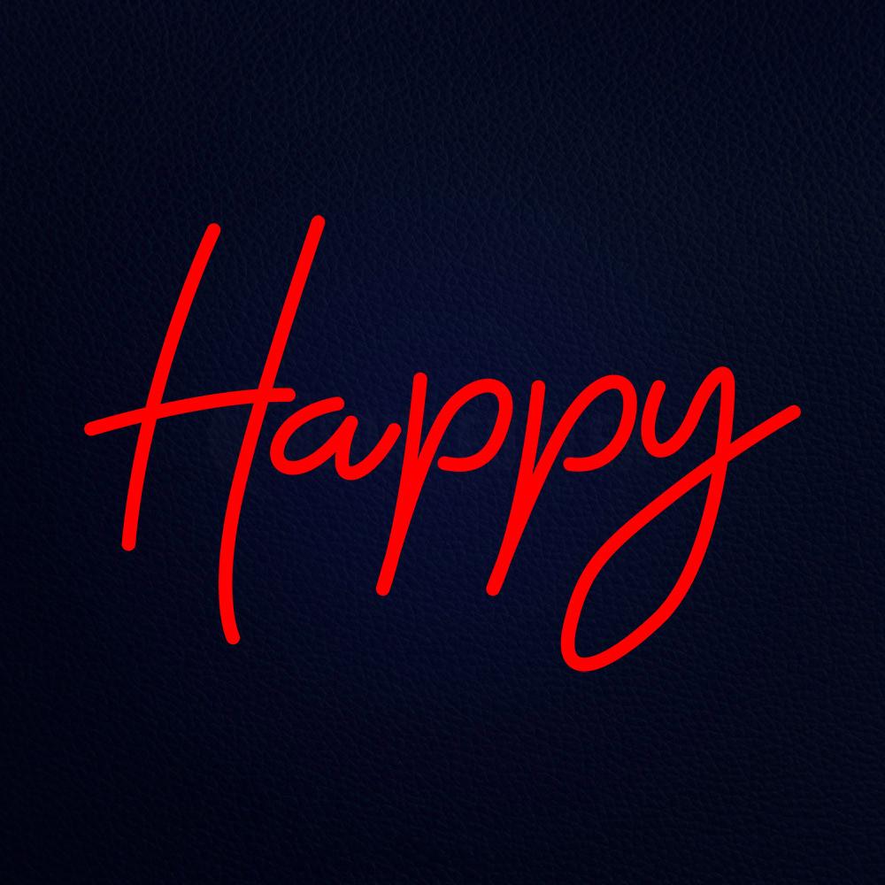 Happy 21" x 15" LED Neon Sign