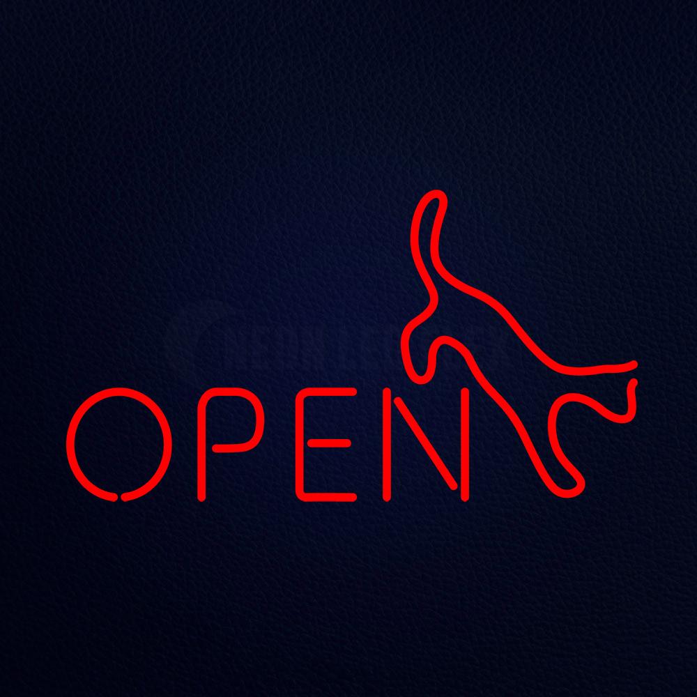Open With Cat 17" x 30" LED Neon Sign