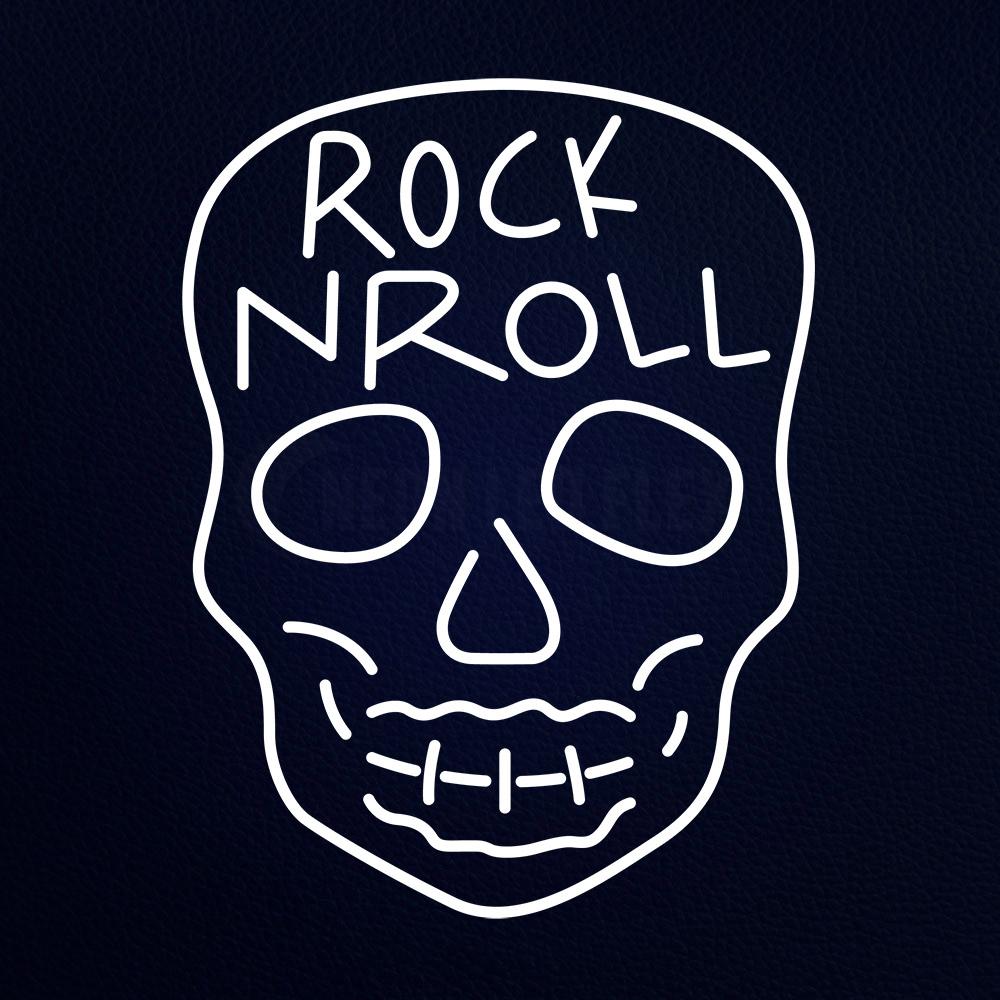 Rock N Roll Skull 31" x 24" LED Neon Sign