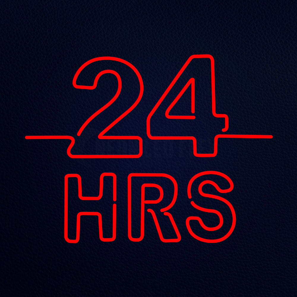 24 Hours 31" x 24" LED Neon Sign
