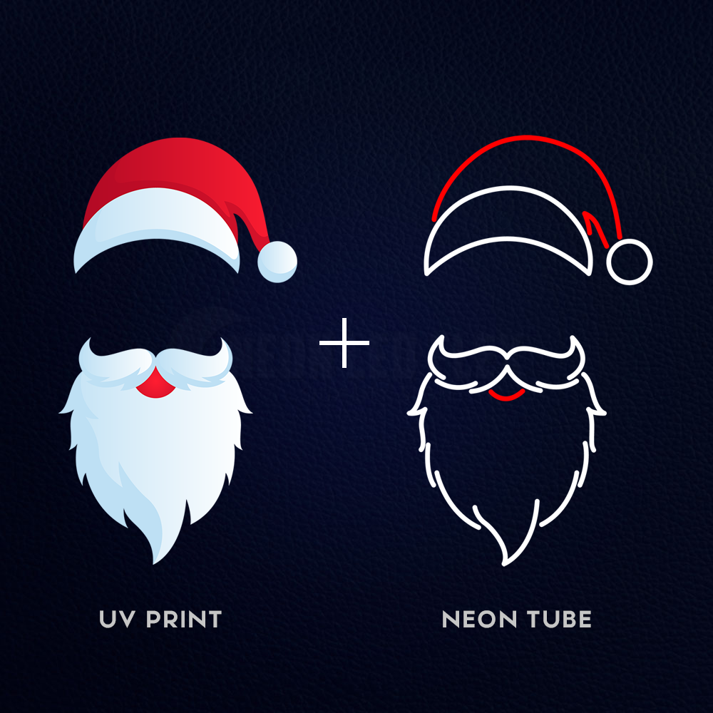 Christmas Santa Claus Face UV Print 26" x 15" Inches Neon Sign
