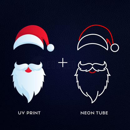 Christmas Santa Claus Face UV Print 26" x 15" Inches Neon Sign