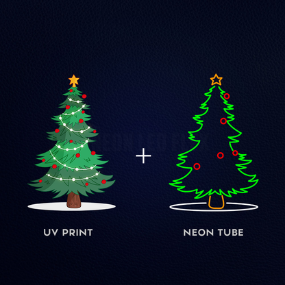 Christmas Tree With UV Print 29" x 19" Inches Neon Sign