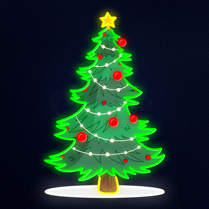 Christmas Tree With Uv Print Neon Sign