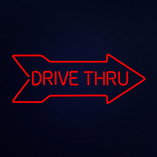 Drive Thru With Arrow 32" x 13" LED Neon Sign