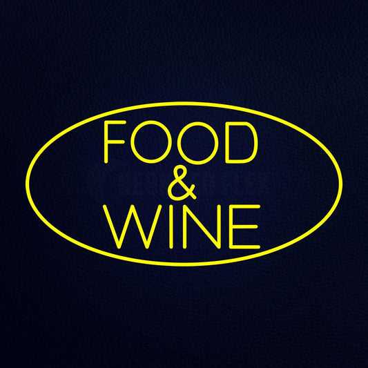 Food and Wine 20" x 37" LED Neon Sign