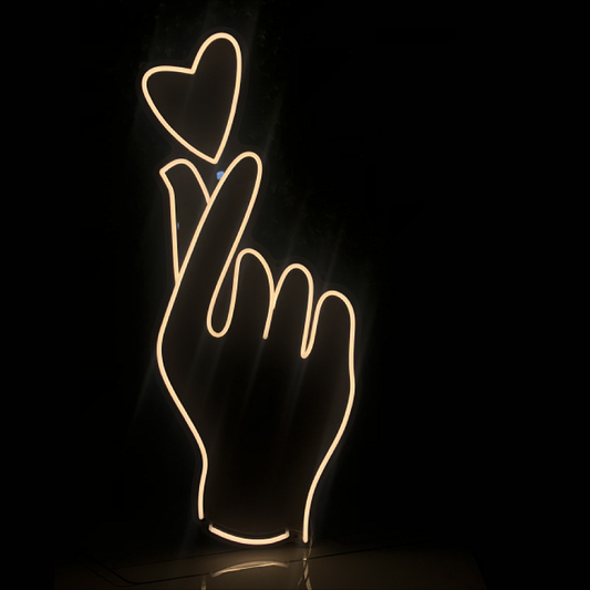 Hand Heart 10" x 24" LED Neon Sign