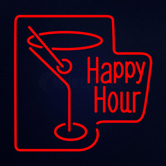 Happy Hour 24" x 24" LED Neon Sign