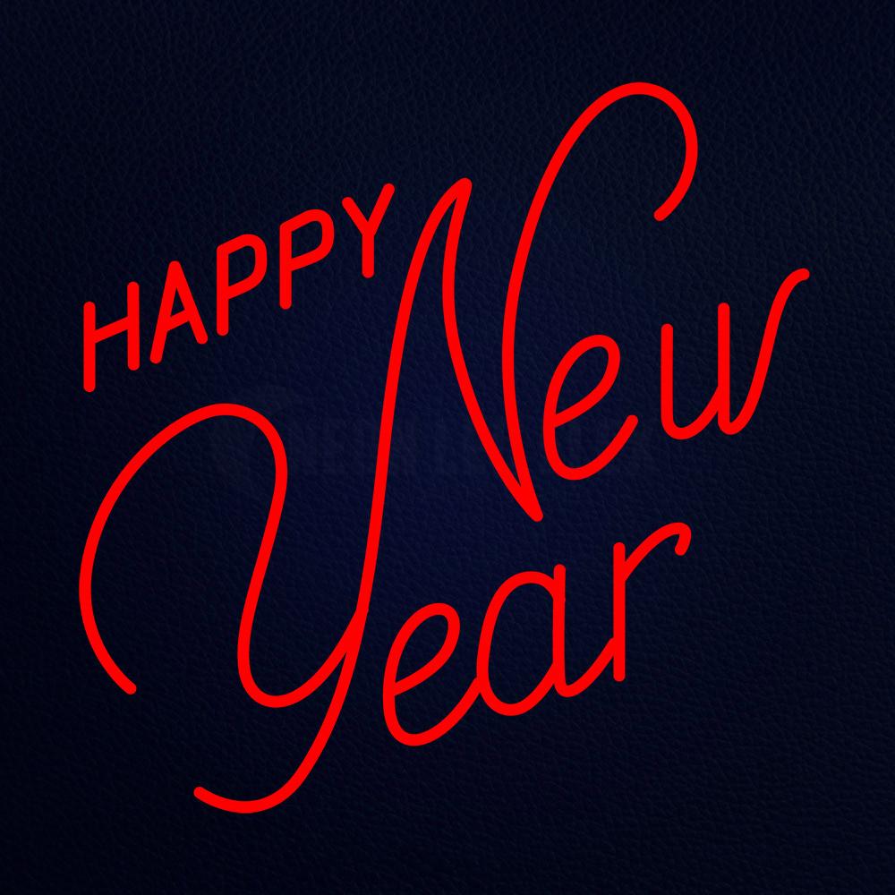 Happy New Year 24" x 24" LED Neon Sign