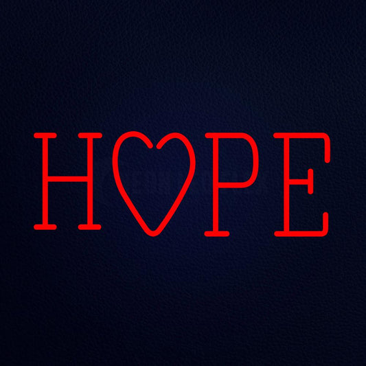 Hope Love Heart 24" x 10" LED Neon Sign