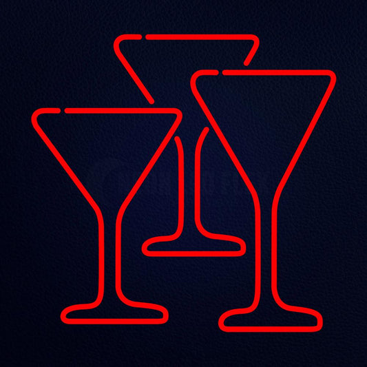 Martini Glasses 24" x 24" LED Neon Sign