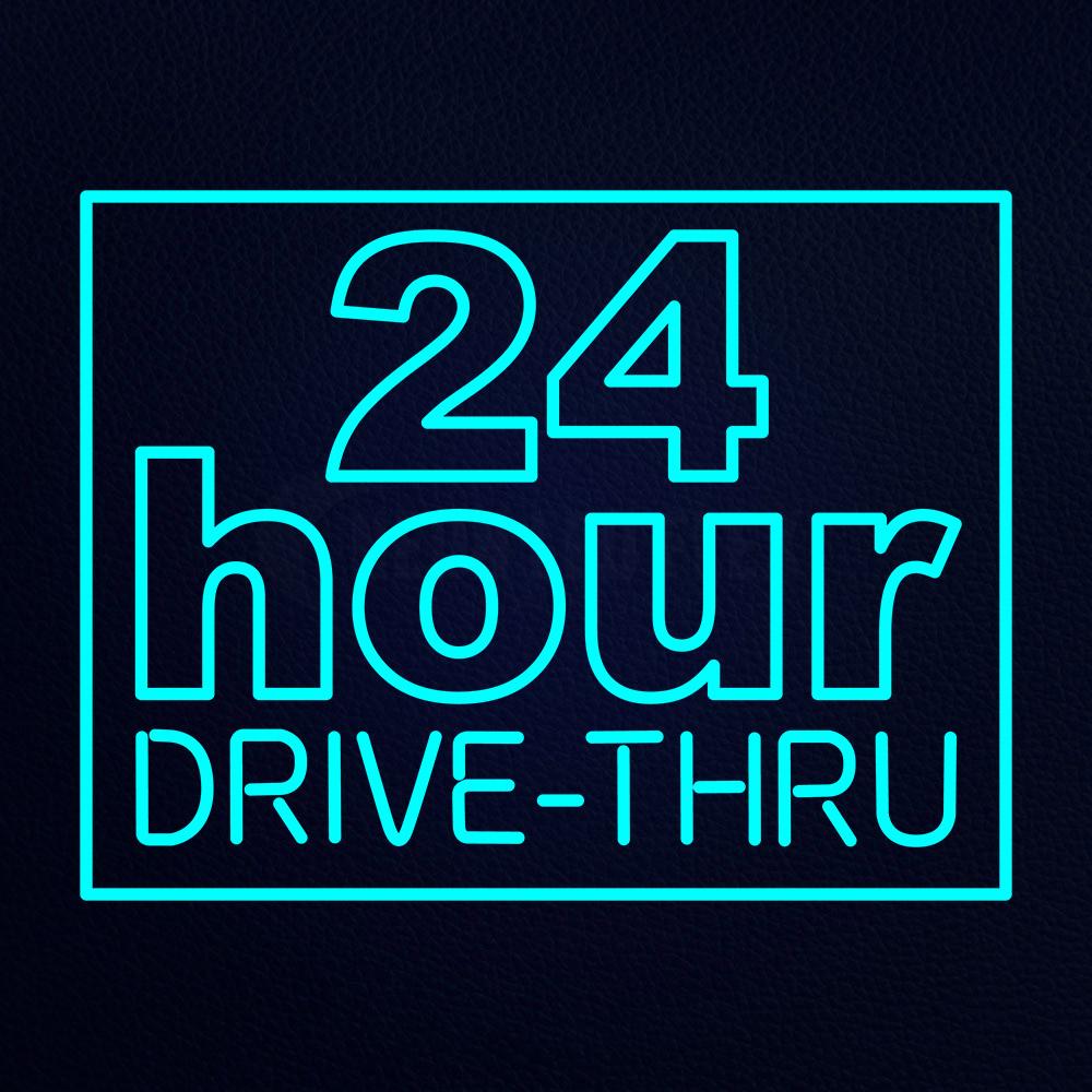 Open 24 Hours Drive Thru 31" x 24" LED Neon Sign
