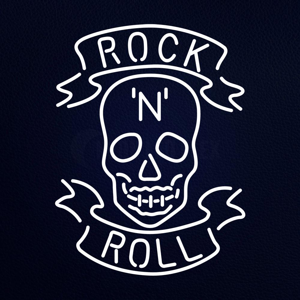 Rock N Roll Skull 31" x 24" LED Neon Sign