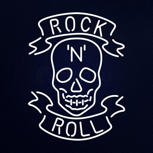Rock N Roll Skull 31" x 24" LED Neon Sign