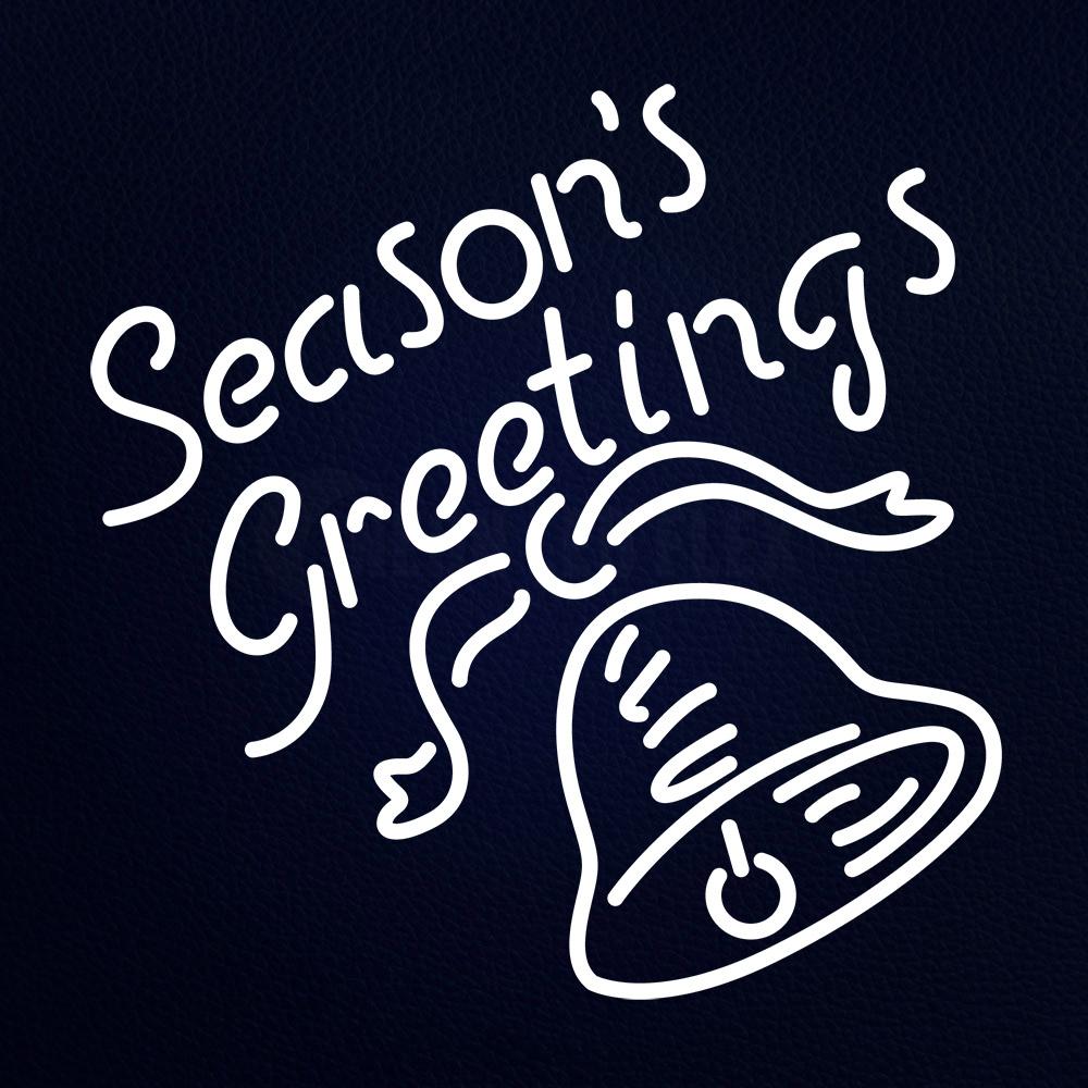 Seasons Greetings With Bell 24" x 24" LED Neon Sign