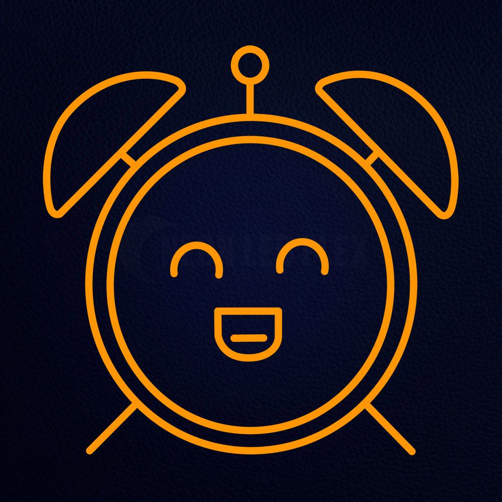 Smiling Alaram Clock 24" x 24" LED Neon Sign