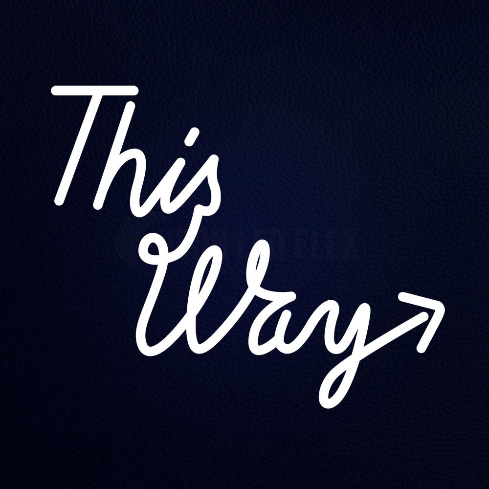 This Way 18" x 16" LED Neon Sign