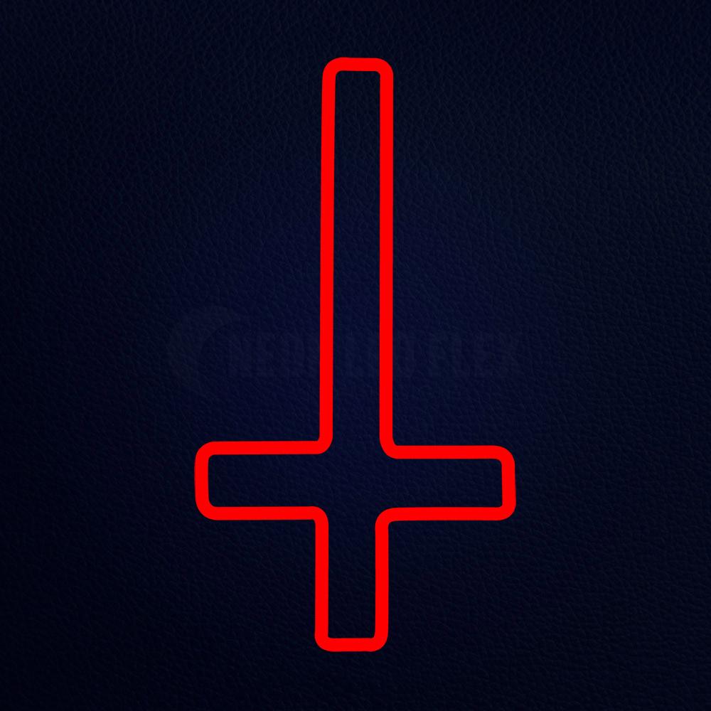 Upside Down Cross 11" x 19" LED Neon Sign