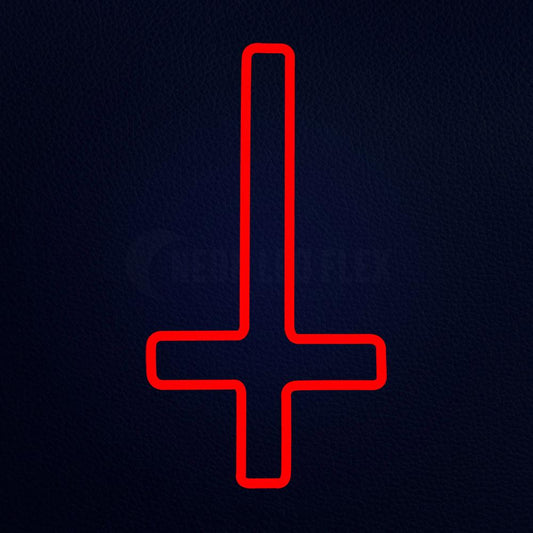 Upside Down Cross 11" x 19" LED Neon Sign