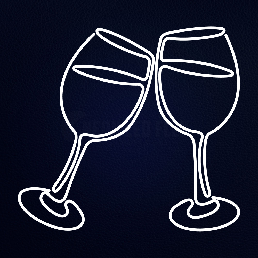 Wine Glasses 24" x 22" LED Neon Sign