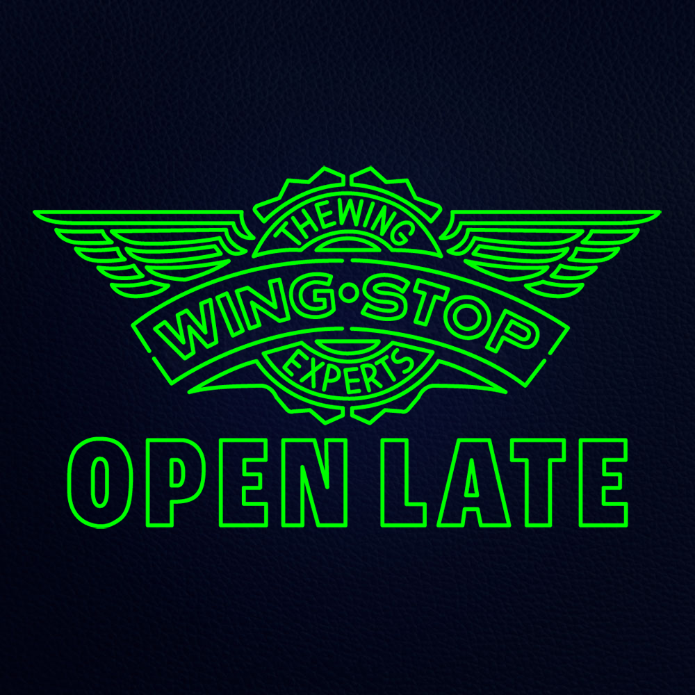 Wing Stop Open Late Big 47" x 28" LED Neon Sign